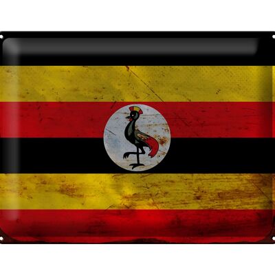 Targa in metallo Bandiera Uganda 40x30 cm Bandiera dell'Uganda Ruggine