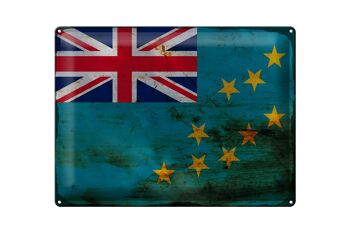 Signe en étain drapeau Tuvalu 40x30cm drapeau de Tuvalu rouille 1