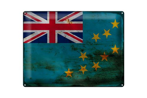 Blechschild Flagge Tuvalu 40x30cm Flag of Tuvalu Rost