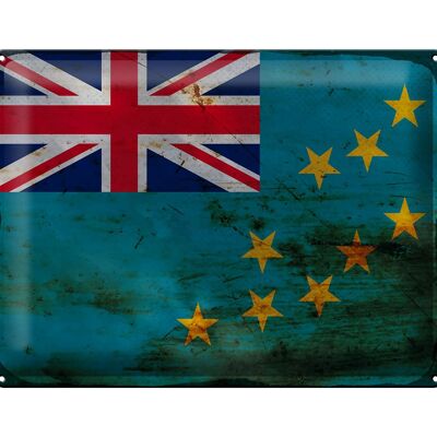 Cartel de chapa Bandera de Tuvalu 40x30cm Bandera de Tuvalu Óxido