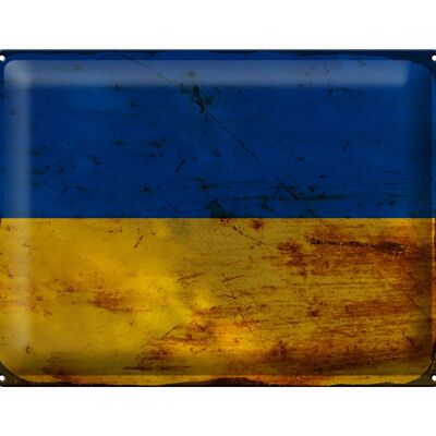 Targa in metallo Bandiera Ucraina 40x30 cm Bandiera dell'Ucraina Ruggine
