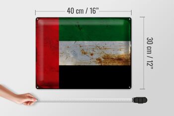 Signe en étain drapeau des Émirats arabes 40x30cm, drapeau rouille 4
