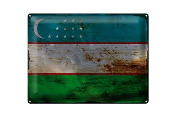 Signe en étain drapeau Ouzbékistan 40x30cm Ouzbékistan rouille 1