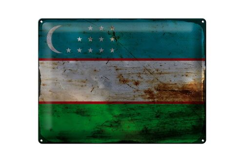 Blechschild Flagge Usbekistan 40x30cm Uzbekistan Rost