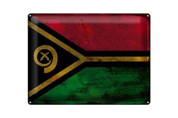 Panneau en étain drapeau Vanuatu 40x30cm, drapeau du Vanuatu rouille 1