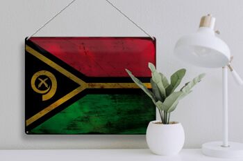 Panneau en étain drapeau Vanuatu 40x30cm, drapeau du Vanuatu rouille 3