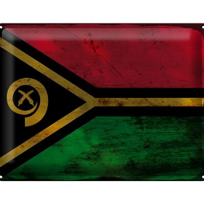 Panneau en étain drapeau Vanuatu 40x30cm, drapeau du Vanuatu rouille