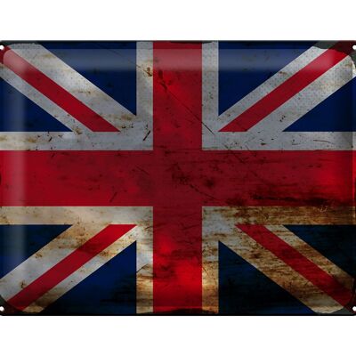 Targa in metallo Bandiera Union Jack 40x30 cm Regno Unito Ruggine