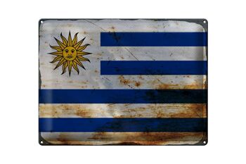 Signe en étain drapeau Uruguay 40x30cm drapeau de l'Uruguay rouille 1