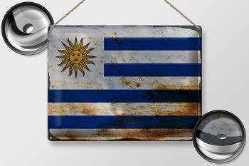Signe en étain drapeau Uruguay 40x30cm drapeau de l'Uruguay rouille 2