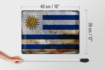 Signe en étain drapeau Uruguay 40x30cm drapeau de l'Uruguay rouille 4