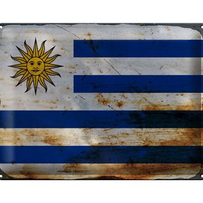 Blechschild Flagge Uruguay 40x30cm Flag of Uruguay Rost