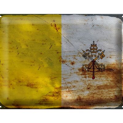 Targa in metallo Bandiera Città del Vaticano 40x30 cm Città del Vaticano Ruggine