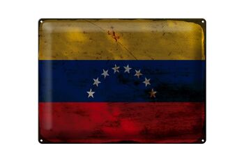 Signe en étain drapeau Venezuela 40x30cm drapeau Venezuela rouille 1