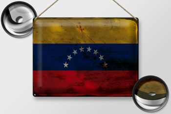 Signe en étain drapeau Venezuela 40x30cm drapeau Venezuela rouille 2