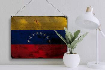 Signe en étain drapeau Venezuela 40x30cm drapeau Venezuela rouille 3