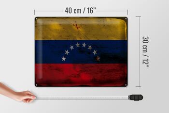 Signe en étain drapeau Venezuela 40x30cm drapeau Venezuela rouille 4