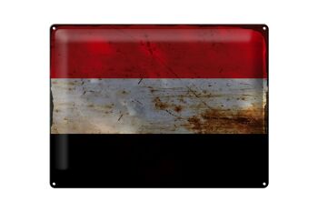 Signe en étain drapeau du Yémen 40x30cm drapeau du Yémen rouille 1
