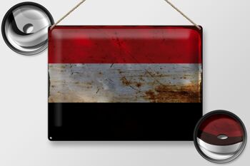 Signe en étain drapeau du Yémen 40x30cm drapeau du Yémen rouille 2