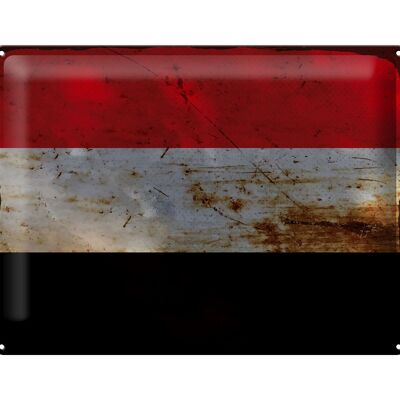 Targa in metallo Bandiera Yemen 40x30 cm Bandiera dello Yemen Ruggine