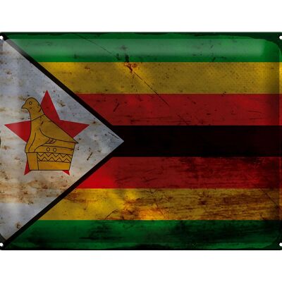 Blechschild Flagge Simbabwe 40x30cm Flag of Zimbabwe Rost