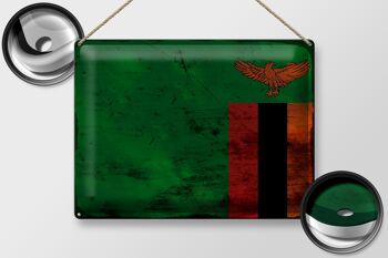 Signe en étain drapeau Zambie 40x30cm drapeau de Zambie rouille 2