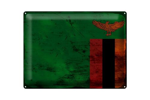 Blechschild Flagge Sambia 40x30cm Flag of Zambia Rost