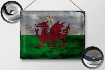 Signe en étain drapeau du pays de Galles 40x30cm, drapeau du pays de Galles rouille 2