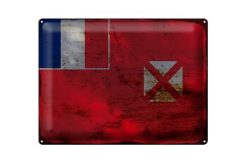 Plaque en tôle drapeau Wallis et Futuna 40x30cm Wallis rouille 1