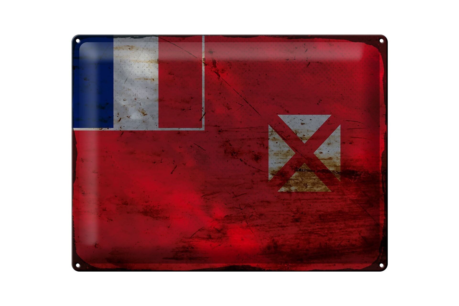 Plaque en tôle drapeau Wallis et Futuna 40x30cm Wallis rouille