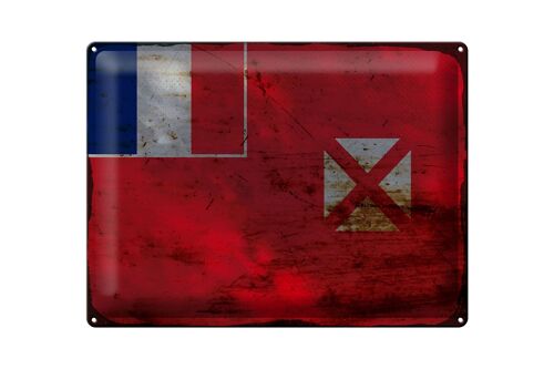 Blechschild Flagge Wallis und Futuna 40x30cm Wallis Rost