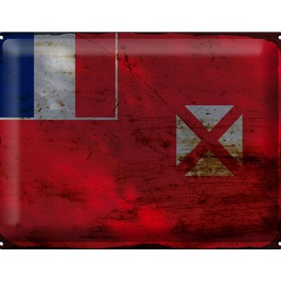 Cartel de chapa bandera Wallis y Futuna 40x30cm Wallis óxido