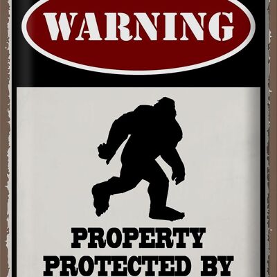 Cartel de chapa que dice 30x40cm Advertencia propiedad protegida por