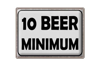 Panneau en étain indiquant 40x30cm 10 bière minimum alcool de bière 1