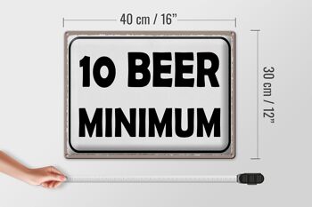 Panneau en étain indiquant 40x30cm 10 bière minimum alcool de bière 4