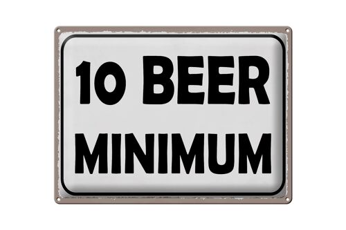 Blechschild Spruch 40x30cm 10 Beer minimum Bier Alkohol