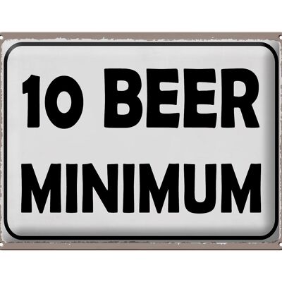 Cartel de chapa que dice 40x30cm 10 cervezas alcohol mínimo de cerveza