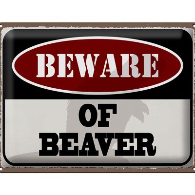 Cartel de chapa que dice 40x30cm Keep Beaver