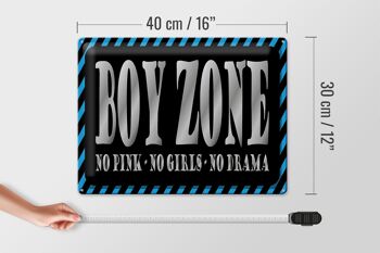 Panneau en étain disant 40x30cm Boy Zone, pas de filles roses, pas de drame 4
