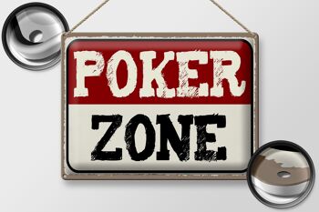 Plaque en étain disant 40x30cm Cadeau Poker Zone 2