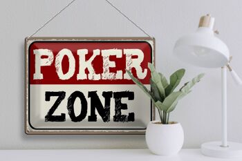 Plaque en étain disant 40x30cm Cadeau Poker Zone 3