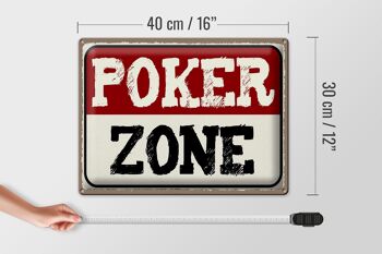 Plaque en étain disant 40x30cm Cadeau Poker Zone 4