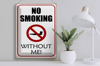 Plaque en étain disant 30x40cm : interdiction de fumer sans moi 3