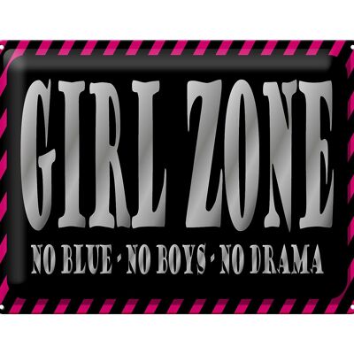 Blechschild Spruch 40x30cm Girl Zone no blue no boys no