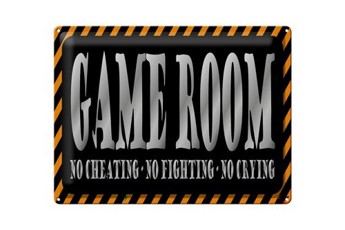 Blechschild Spruch 40x30cm Game Room no cheating no crying