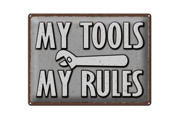 Plaque en tôle disant 40x30cm mes outils mes règles 1