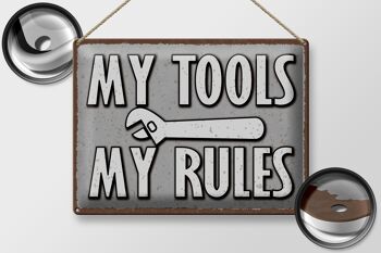 Plaque en tôle disant 40x30cm mes outils mes règles 2
