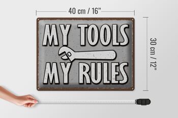 Plaque en tôle disant 40x30cm mes outils mes règles 4