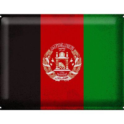 Cartel de chapa con bandera de Afganistán, 40x30cm, Afganistán Vintage