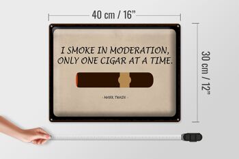 Plaque en tôle disant 40x30cm je fume avec modération uniquement le cigare 4